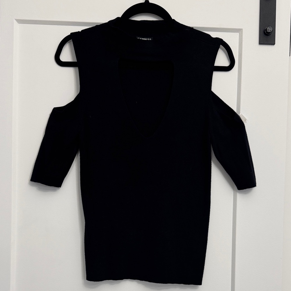 Express Black Cold Shoulder Blouse